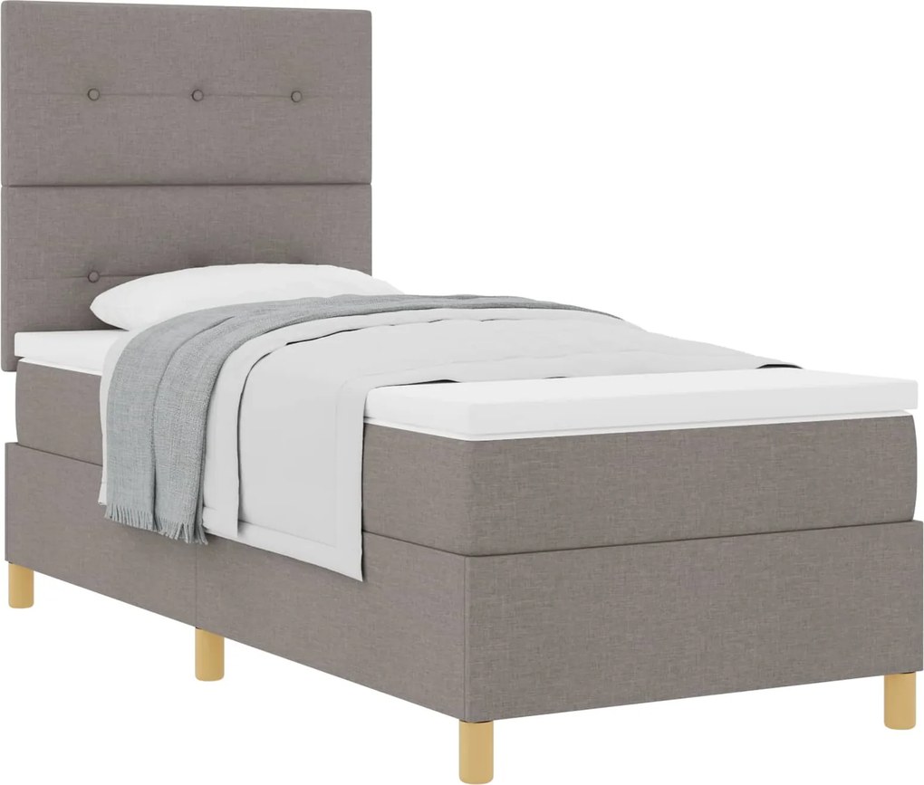 vidaXL Boxrugós ágy matracmal fejtámlával Tópszínű 90 x 200 cm szövet