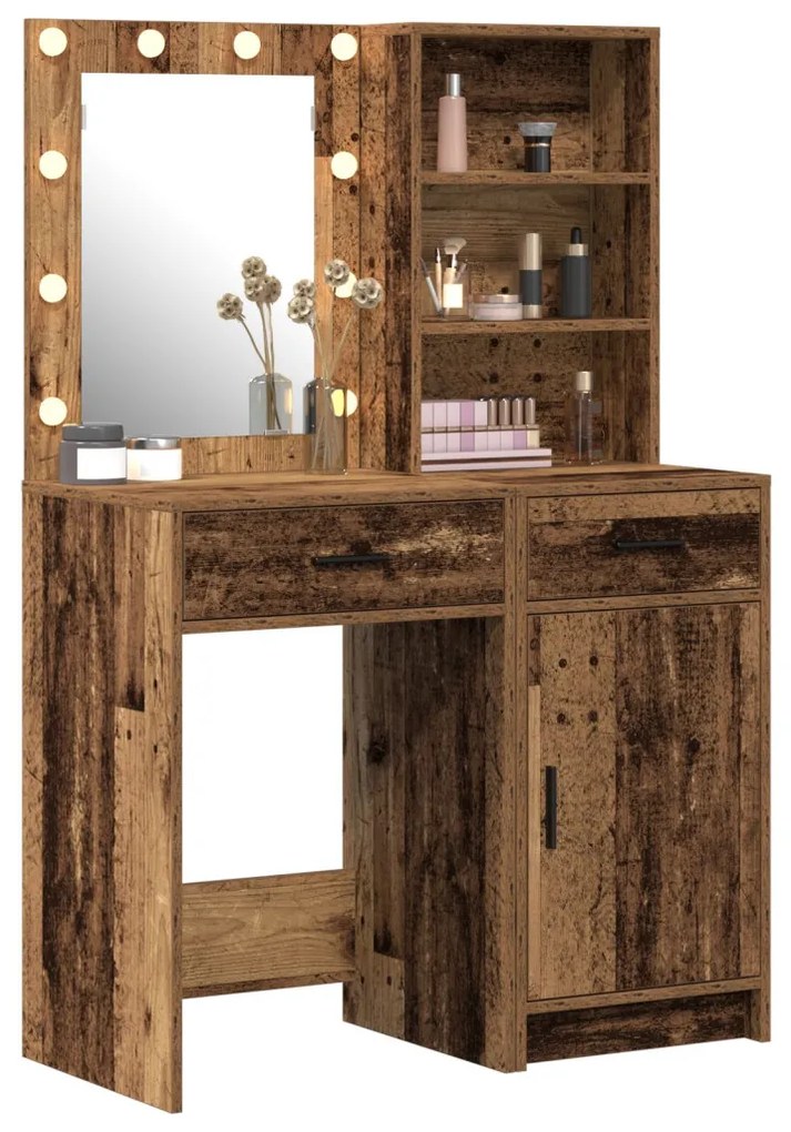 Sminkasztal Készlet 2 pcs Régi fa 50 x 41 x 135 cm Faanyag