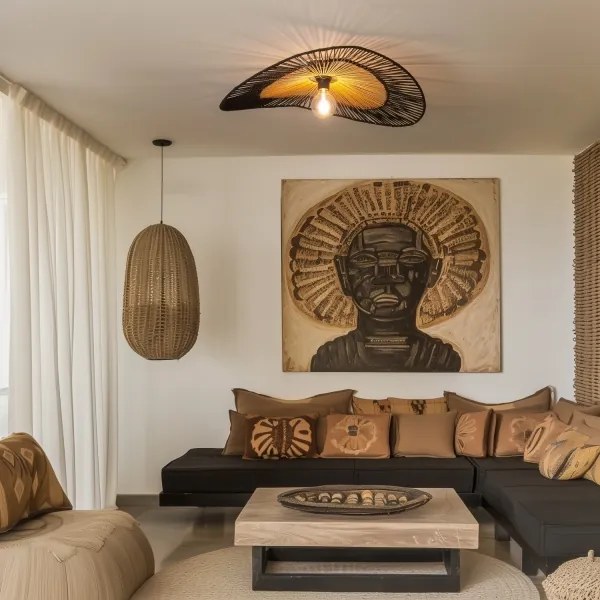 Brilagi - LED felületre szerelhető csillár CERIA BOHO 1xE27/40W/230V átm. 50 cm fekete/barna