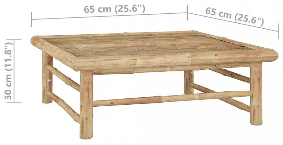 bambusz kerti asztal 65 x 65 x 30 cm