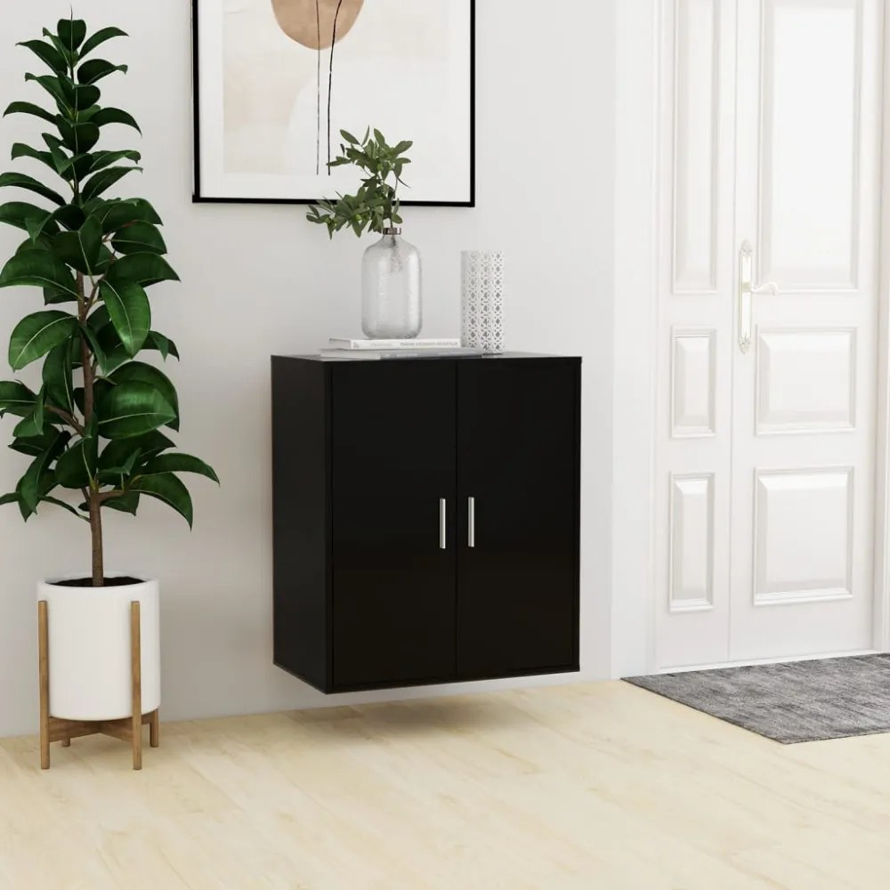vidaX fekete szerelt fa cipősszekrény 60 x 35 x 70 cm