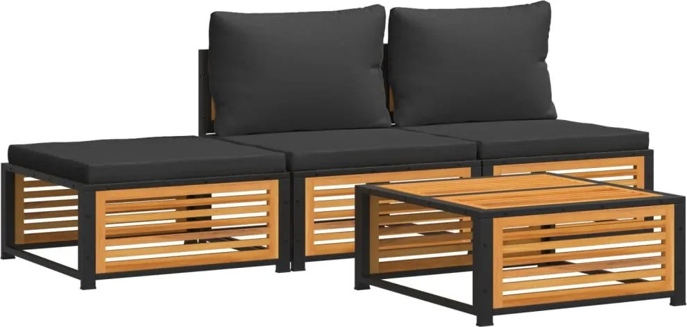 vidaXL 4 részes tömör akácfa kerti ülőgarnitúra párnával