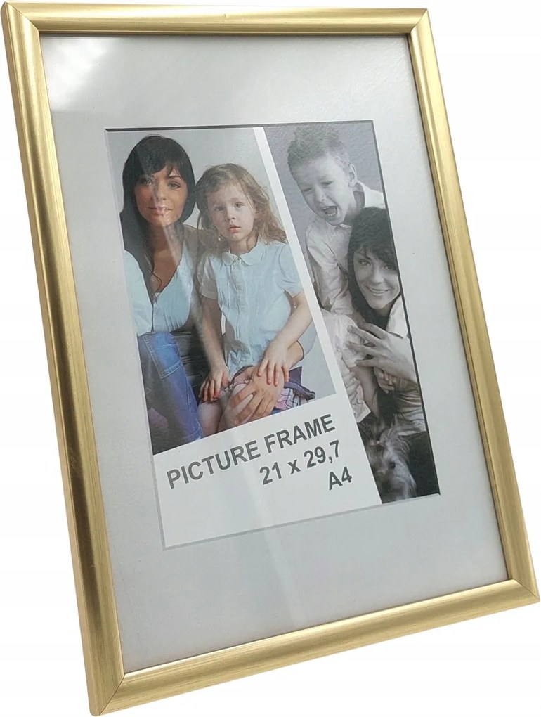 Képkeret A4 21x29,7 szatén arany üveg oklevél tanúsítvány