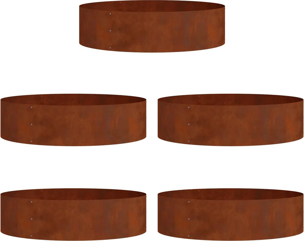 vidaXL Ültető gyűrű 5 pcs Barna 80 x 80 x 20 cm Időjárásálló acél
