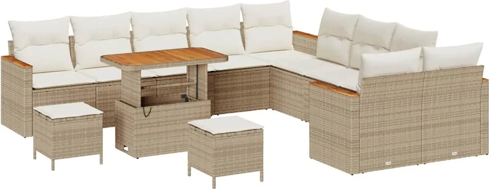 vidaXL Kerti Kanapé Szett 13 pcs Bézs polirattan