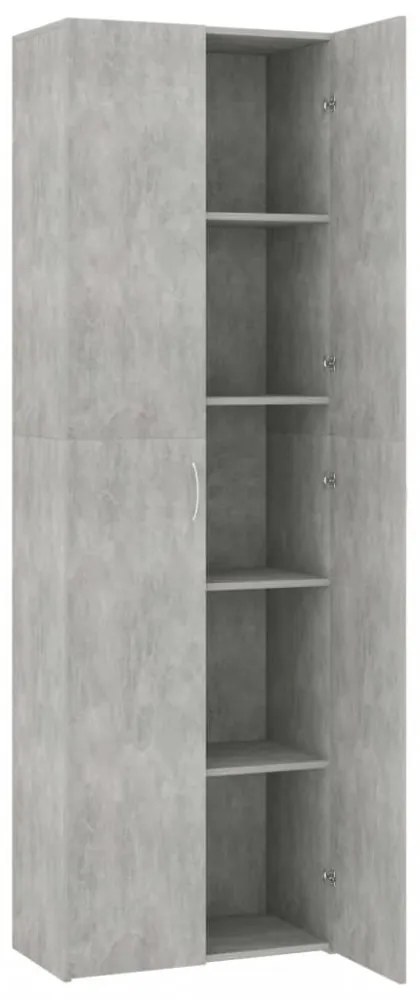 betonszürke szerelt fa irodaszekrény 60 x 32 x 190 cm
