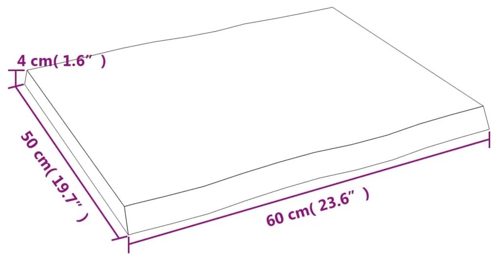 sötétbarna kezelt tömör asztallap 60x50x(2-4) cm