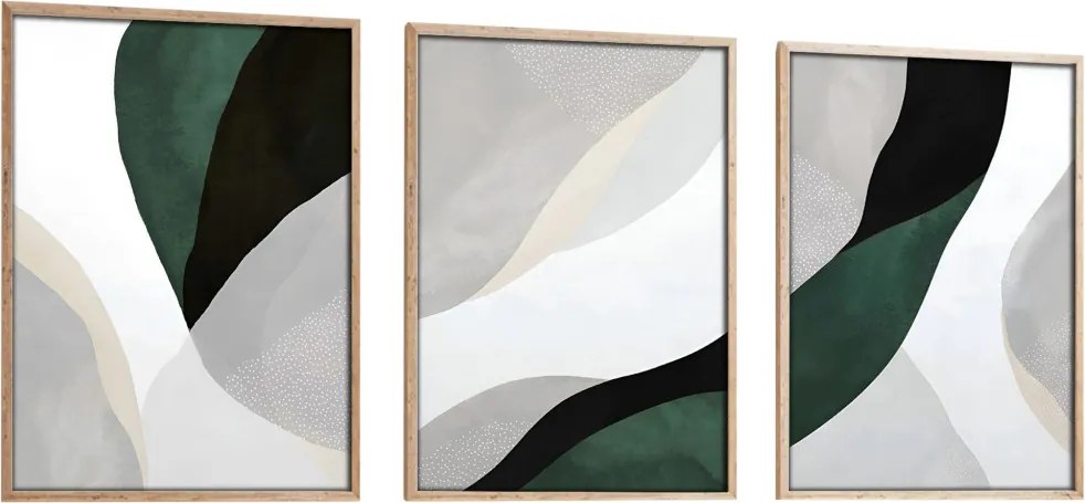 Huhu229 keretezett MDF falikép, 50 x 70 cm, 3 db-os szett