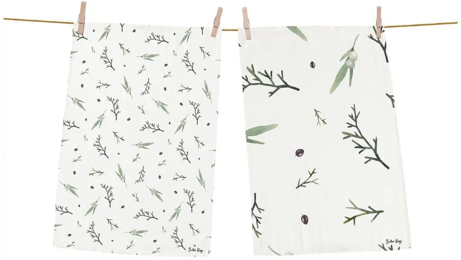 Pamut konyharuha szett karácsonyi mintával, 2 db-os 50x70 cm Delicate Green – Butter Kings