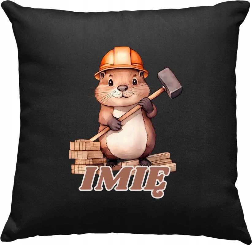 Gyerek párna hód mintás 1 +Név fekete