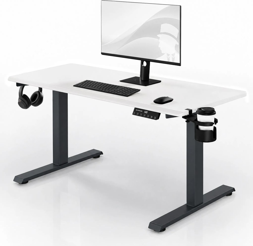 Elektromos íróasztal magasságállítással ergonomikus antracit-fehér, 1400x700 mm: ARIA