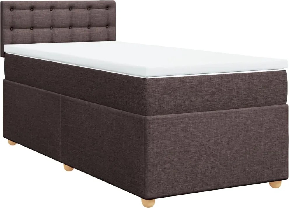vidaXL sötétbarna szövet rugós ágy matraccal 80 x 200 cm