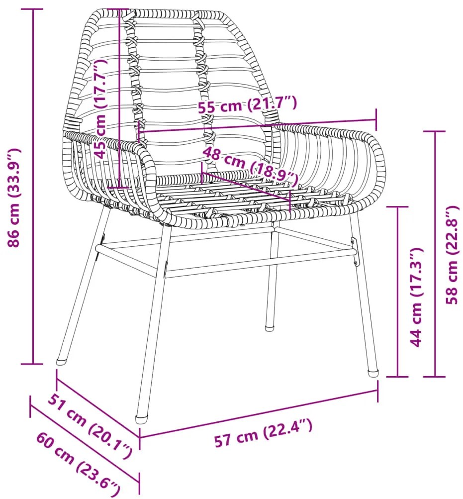 2 db barna polyrattan kerti szék