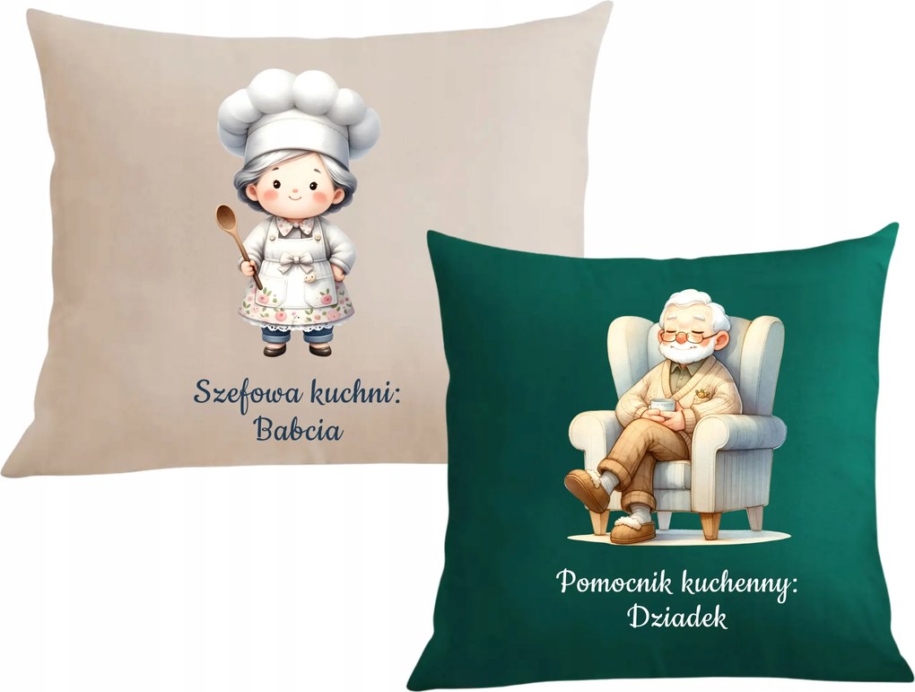 Párnák x2 párnahuzat Ajándék Nagymama Nagypapa Séf Segédeszköz