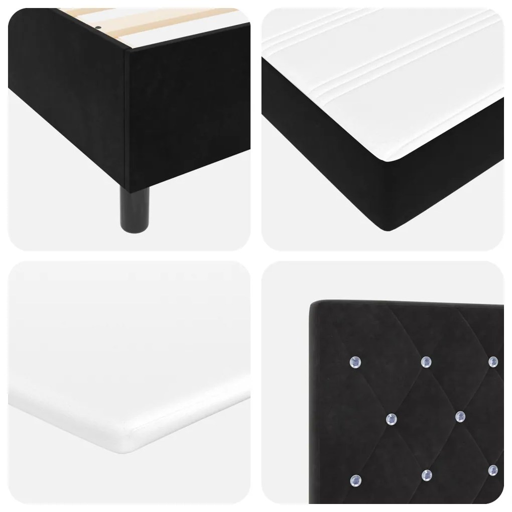 Boxspring Ágy Mattal Fekete 90x190 cm Bársonyos