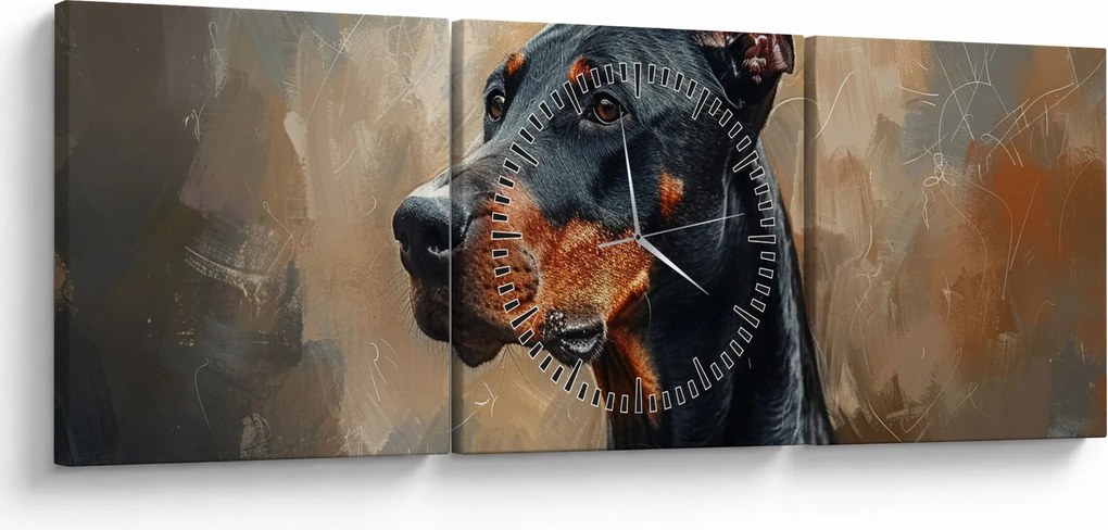 Kép - Dobrman portréja (órával) (90x30 cm)