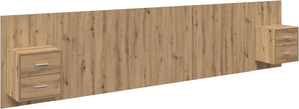 vidaXL Fejtámla Szekrénnyel fiókkal 3 pcs Artisan tölgy Faanyag