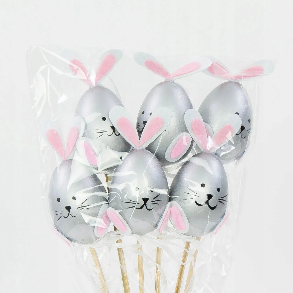 6db Húsvéti tojás 26cm-es pálcikán Piku 6cm Tojás Húsvéti tojás