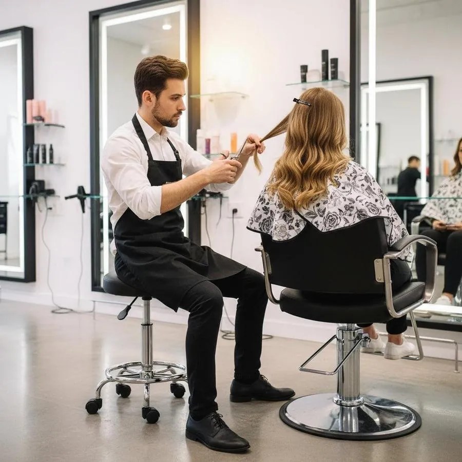 VASHOME Szépségszalonbeli szék, Fodrász szék kerekekkel, fekete