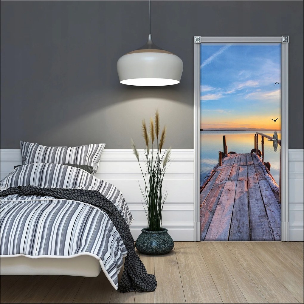 Fotótapéta flizelina Tó Naplemente Nyugalom Csend Madarak 91x211 +ragasztó