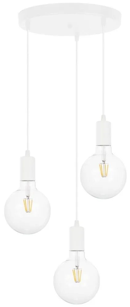 Csillár zsinóron MIROS 3xE27/60W/230V kerek fehér
