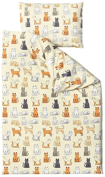 Pamut ágyneműhuzat COLORED CATS BLEND krémszínű Ágyneműhuzat mérete: 70 x 90 cm | 140 x 220 cm