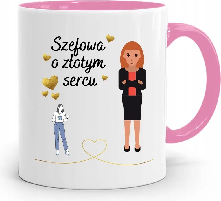 Rózsaszín Bögre Ajándék Arany Szívű Főnöknek fényképes nyomtatással