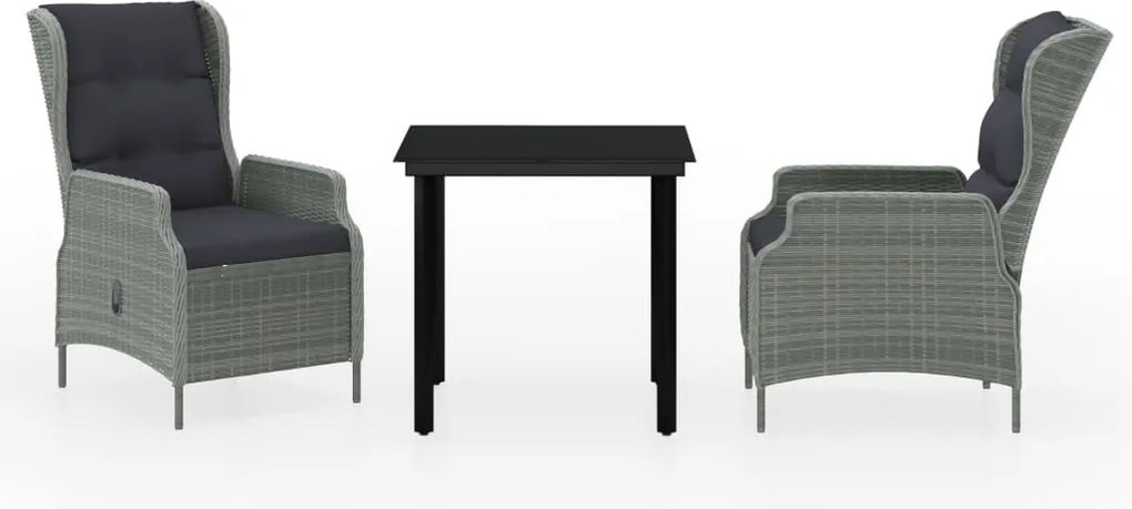 vidaXL 3 részes világosszürke kerti étkezőgarnitúra