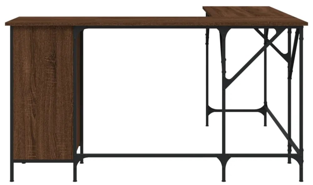 barna tölgyszínű szerelt fa íróasztal 141x141x75 cm