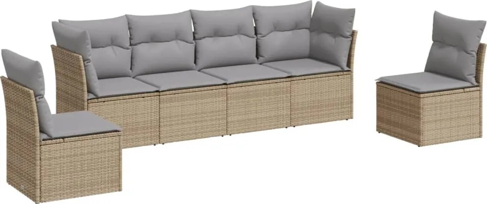 vidaXL 6 részes bézs polyrattan kerti ülőgarnitúra párnával