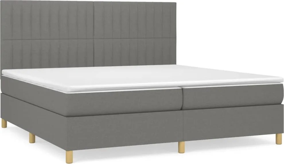vidaXL sötétszürke szövet rugós ágy matraccal 200 x 200 cm