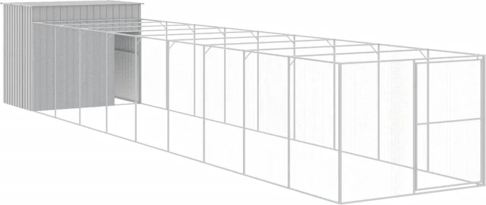 vidaXL világosszürke horganyzott acél kifutós kutyaház 214x1069x181 cm
