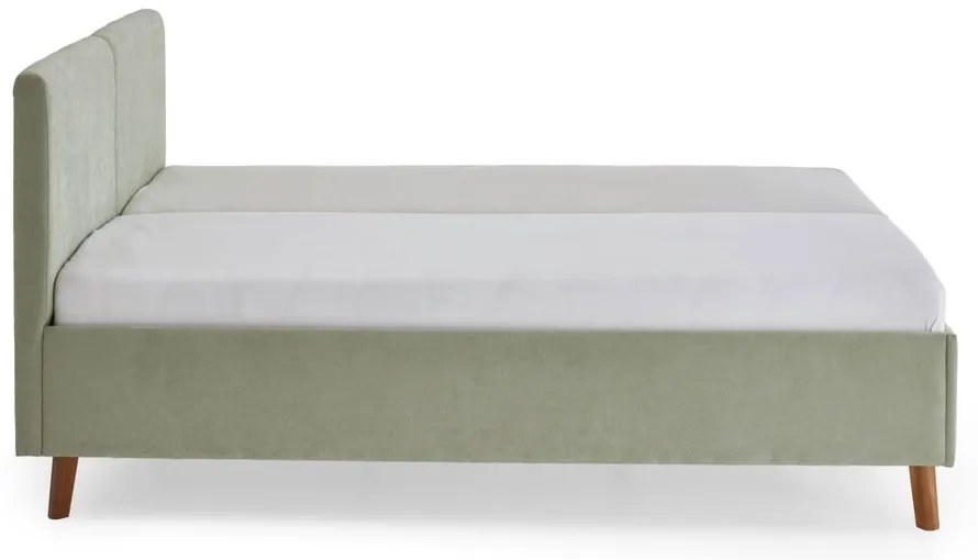 Világoszöld kárpitozott franciaágy ágyráccsal 160x200 cm Piano – Meise Möbel