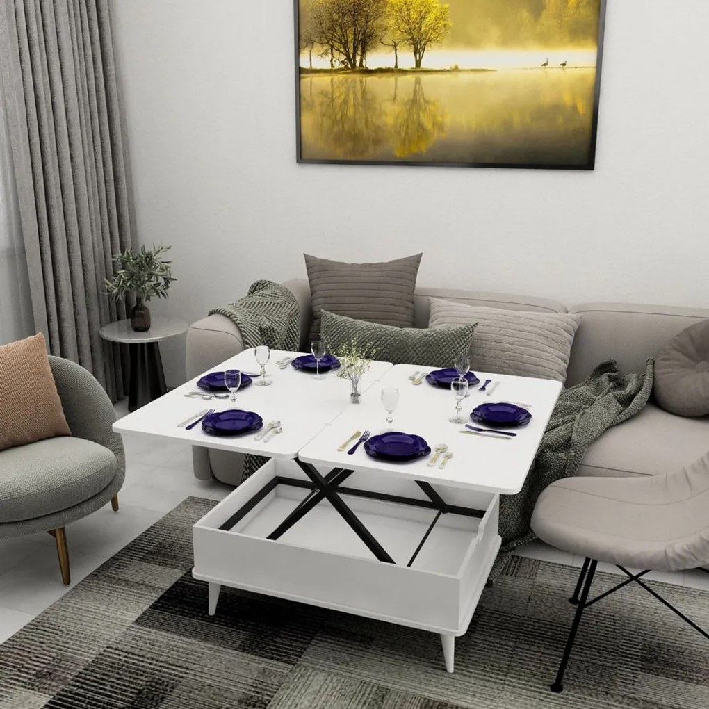 Dohányzóasztal, fehér, 90 cm – TR331KVN1126