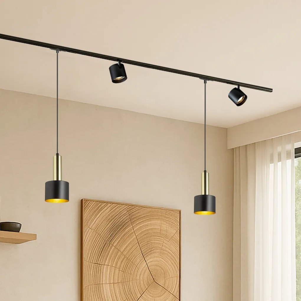RENDL GIULIA 12 egyáramkörös sínre fekete/aranybarna sárgaréz 230V LED E27 11W