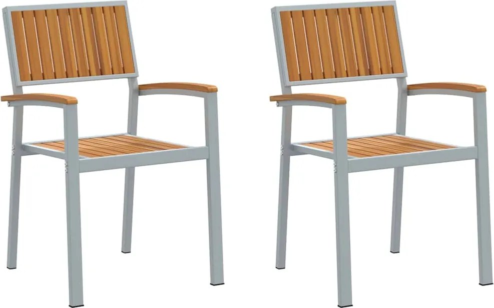vidaXL Összecsukható Szék 2 pcs Barna 56 x 57 x 87 cm Tömör Akácfa