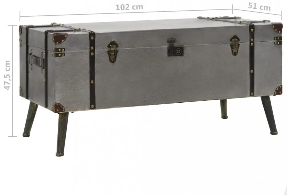MDF és alumínium dohányzóasztal 102 x 51 x 47,5 cm