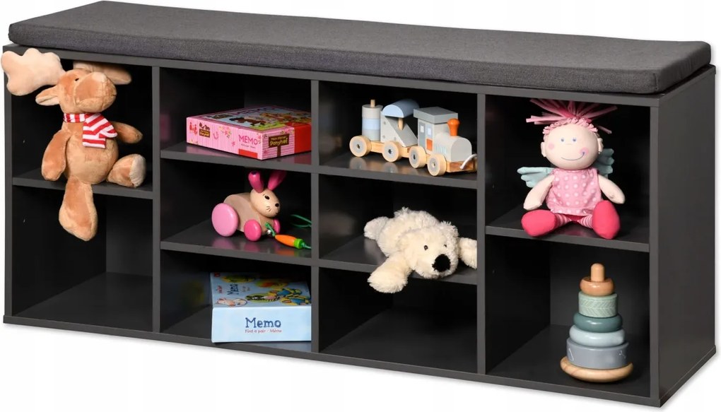 Cipőszekrény paddal, szürke, 103,5 x 48 x 29,5 cm