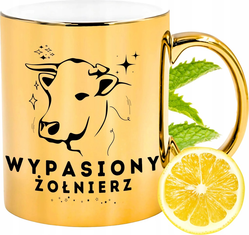 Prémium Arany Csillogó Bögre Katona Ajándék Nyomtatott Fotóval