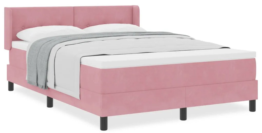 Boxspring Ágy Matraccal Rózsaszín 140x190 cm Bársonyos