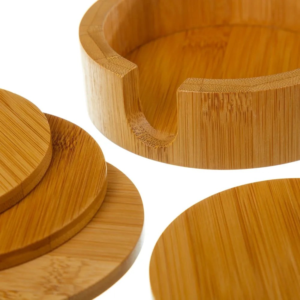 Barna bambusz poháralátét szett állvánnyal 4 db-os – Casa Selección