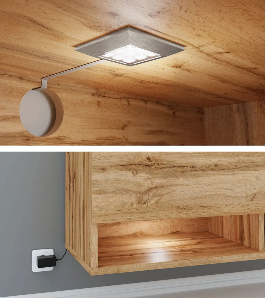TV szekrény Aldesia -140 (wotan tölgy) (RGB LED világítás színes). 1058415