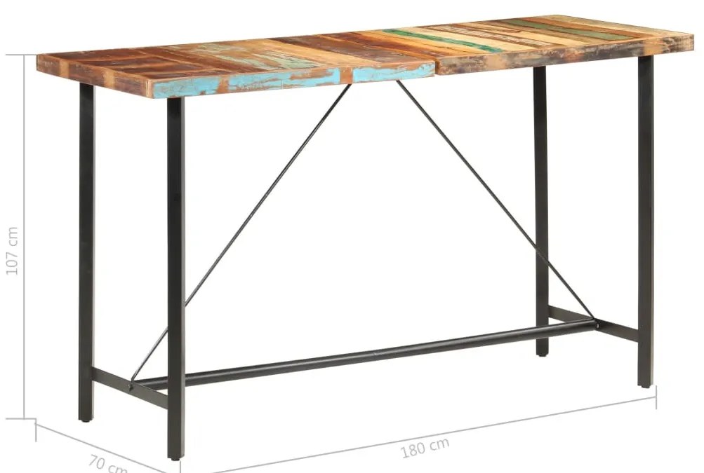 tömör újrahasznosított fa bárasztal 180 x 70 x 107 cm