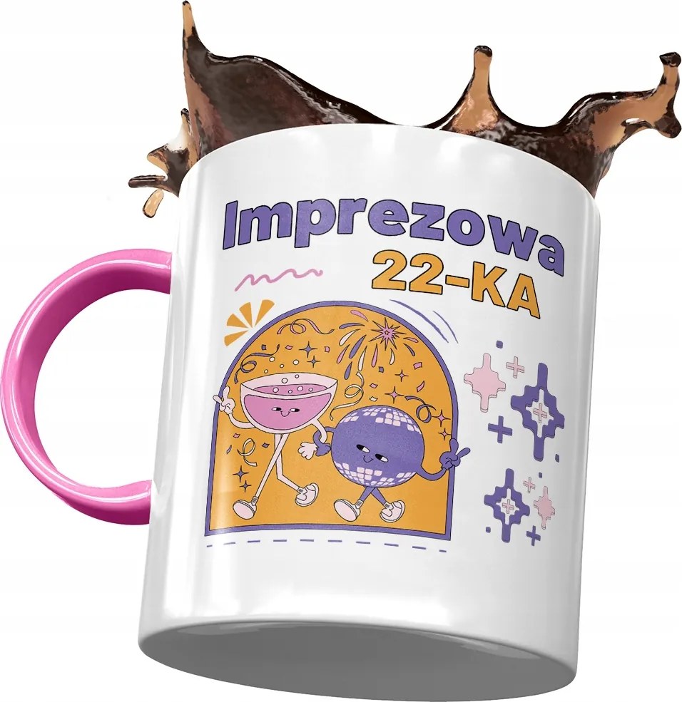 Rózsaszín Bögre Születésnapra 22 22. 22. Ajándék Nyomtatott Fotóval