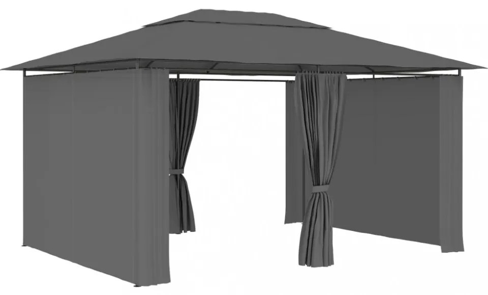 vidaXL antracitszürke kerti pavilon függönyökkel 4 x 3 m