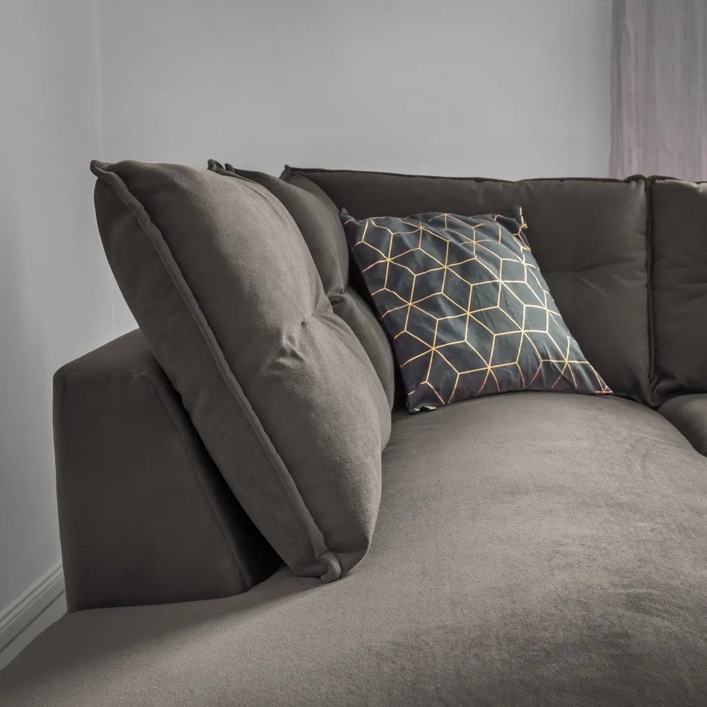 Stylish Stan L sötétszürke kinyitható bársony sarokkanapé, bal oldali - Miuform