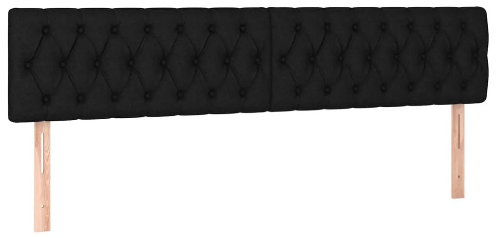 fekete szövet LED-es fejtámla 180x7x78/88 cm