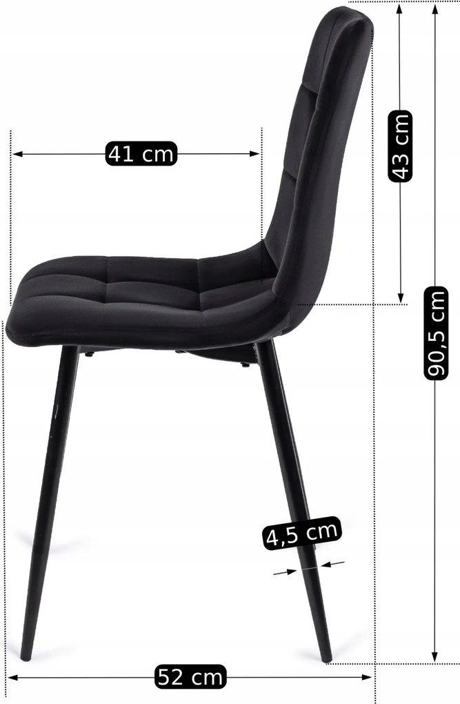 Krzesło PERU Czarne Welurowe