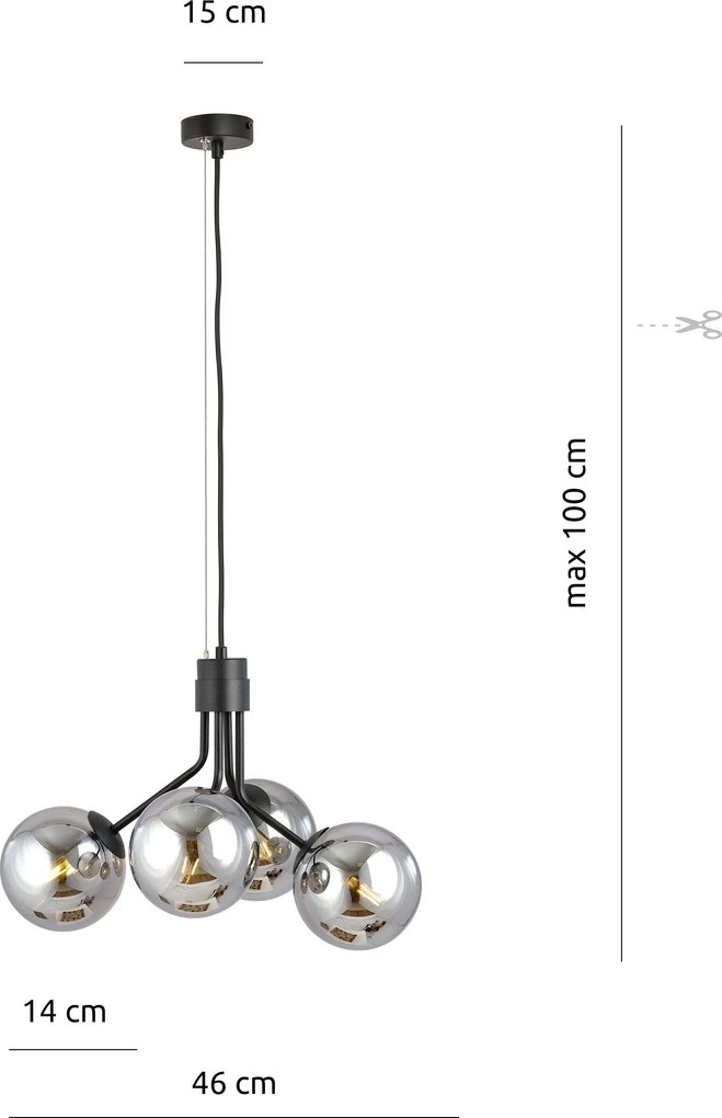 Emibig modern függeszték nova fekete grafit emi1140/4
