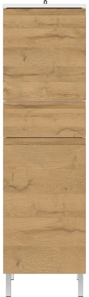 Fehér magas fürdőszoba szekrény tölgyfa dekorral 34x120 cm Torrance - Germania